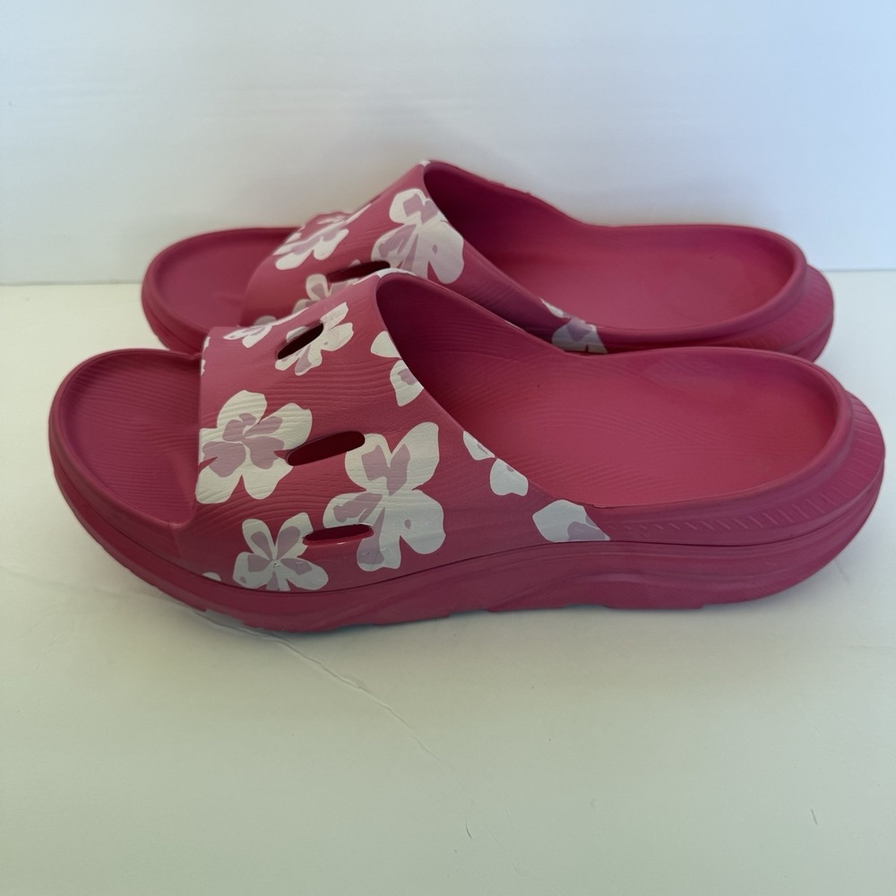 HOKA Ora Recovery Slide 3 Pink Floral Sandals Men's Size 12M NEW Comfort